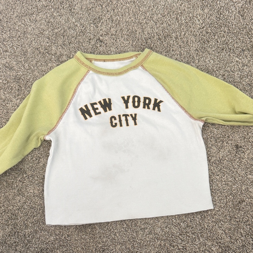 H&M Women's Long Sleeve Tee - White and Green